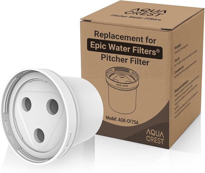 AQUA CREST CF75A Water Filter Compatible with All Epic Water Filters® Pitchers and Dispensers, Aquagear® Water Filter Pitchers, Reduce Chlorine, Odors, Rust, 150-Gallon Long-Life, BPA Free, 1 Pack
