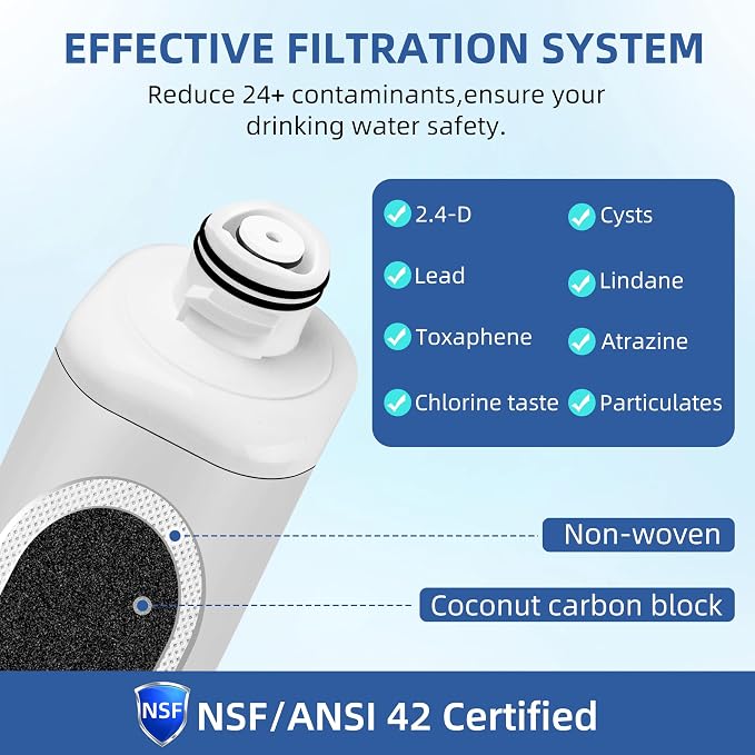 HAF-QIN DA97-17376B Refrigerator Water Filter for Samsung, Carbon Block Filtration, HAF-QIN/EXP Rs27t5200sr hafqin Rs22t5201sr RF28R7201SR RF32CG5400SR, Bespoke Water Filter 4 PacK SETFEEL
