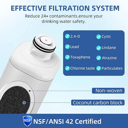 HAF-QIN DA97-17376B Refrigerator Water Filter for Samsung, Carbon Block Filtration, HAF-QIN/EXP Rs27t5200sr hafqin Rs22t5201sr RF28R7201SR RF32CG5400SR, Bespoke Water Filter 4 PacK SETFEEL