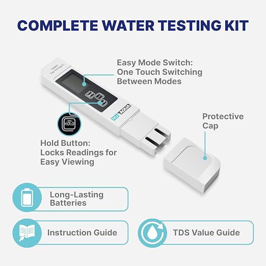 NU Aqua Digital Water Tester for Drinking Water - Instant 4-in-1 TDS Testing EC, and Temp - Perfect for RO Systems, Aquariums, Hydroponics and Pools