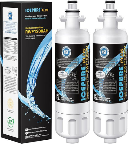 ICEPURE PLUS 46-9690 NSF/ANSI 53 Certified Replacement for LG LT700P ADQ36006101, Kenmore Elite 9690 ADQ36006102, LFX28979ST, RWF1200A, LFX25978ST, LFXS30766S Refrigerator Water Filter,2PACK
