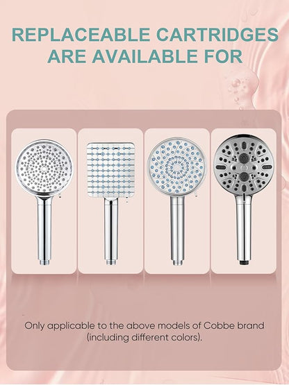 Cobbe 2 Pack Replacement Filters for Handheld Shower Head - UPGRADE FILTERING DURATION - Remove Chlorine - Reduces Dry Itchy Skin