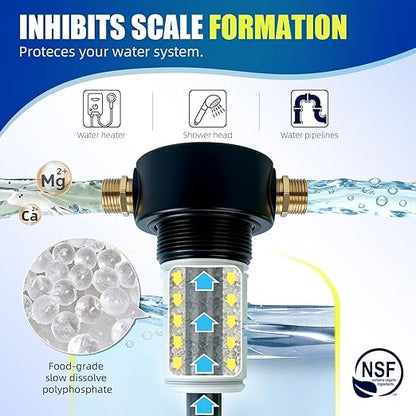 AKM RV Water Filtration System,Reduce Chlorine, VOCs, Heavy Metals, Bad Taste, Odor, Anti-Scale, KDF GAC Carbon Filters,3/4" GHT Brass Quick Connectors, Scale Inhibitor Filter