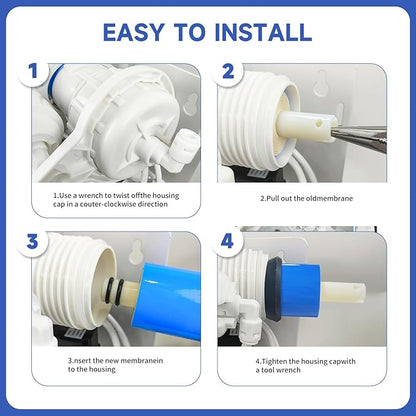 XWSFLOW75-gallon reverse osmosis membrane water filter replacement parts, suitable for household drinking water filtration systems. The component size is 11.75 x 1.75 inches.