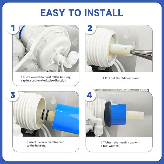 50 GPD RO Membrane Filter Replacement, Reverse Osmosis Membrane Element 11.75" x 1.75" Water Filter Replacement for Undersink Home Drinking RO Water Filtration System
