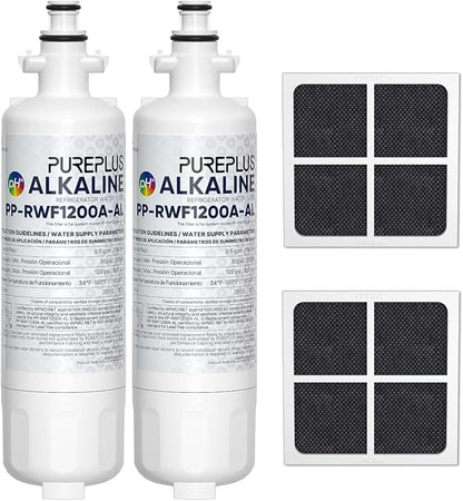 PUREPLUS Alkaline 469690 LT700P Replacement for LG Kenmore Elite 9690, ADQ36006102, ADQ36006101, LFXS30766S, LFX28968ST,LFX31925ST,PL-500,RWF1052, LT120F Refrigerator Water and Air Filter Combo, 2Pack