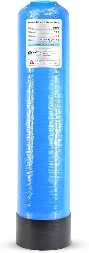 WECO Mineral Tank for Water Softener/Filter - Polyethylene Inner Shell Pressure Vessel with 2.5" Top Opening - 150 PSI Max Pressure - 120 °F Max Temperature - 8x35, Blue