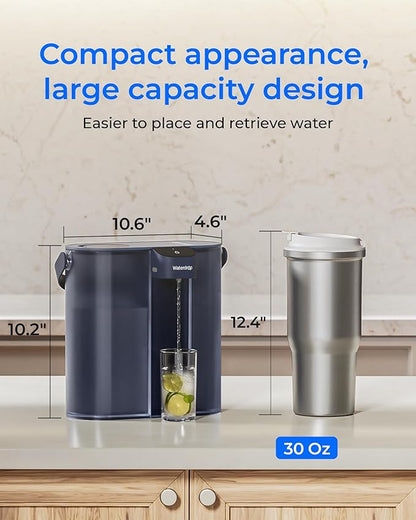 Waterdrop Compact Electric Water Filter Pitcher, 200-Gallon Rechargeable Instant Powerful Dispenser, NSF/ANSI 42&53&401, Reduce PFOA/PFOS, Lead, Chlorine, 14-Cup, Blue, with 1 Filter, NOT Reduce TDS