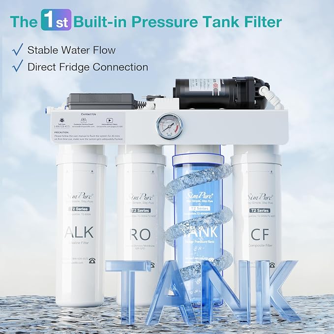 SimPure T2 Series Tank Filter Replacement Cartridge Only for Model T2-600T and T2-600A, 12 Months Replacement Cartridge (1 Pack)