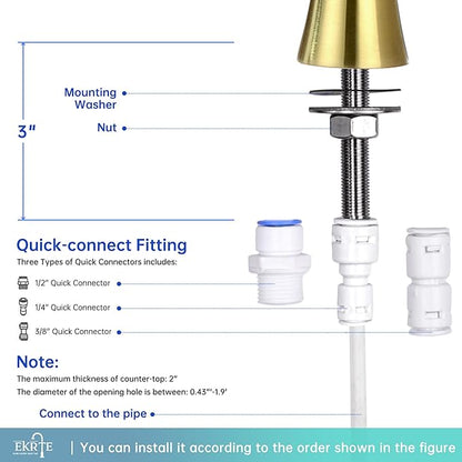EKRTE Brushed Gold Water Filter Faucet, Water Filtration Faucet Brushed Gold Drinking Water Faucet for Kitchen Sink