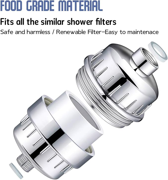 Bath Beyond 15-Stage Shower Filter Replacement Cartridge (Pack of 1) Shower Filter w/Vitamin C for Hard Water - Shower Water Filter Removes Chlorine Fluoride/Improves Condition of Your Skin, Hair