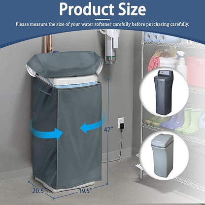 Water Softener Cover – 600D Heavy-Duty Waterproof Oxford Fabric, Dust & UV Protector for Fleck, Whirlpool, Pelican, SpringWell WHES30E/WHES40E Systems (19.5"W x 20.5"D x 47"H, Grey)