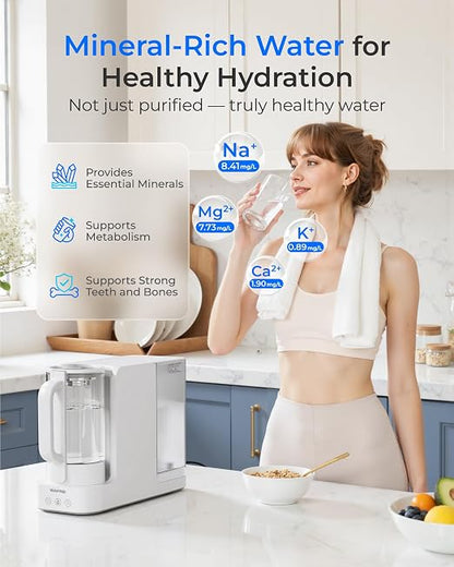 Waterdrop C2SL Reverse Osmosis Water Filter Countertop, Mineral RO System | 7-Stage RO Water Filtration System with Autofill Glass Pitcher, NSF/ANSI 372 Certified, 3:1 Pure to Drain, Compact Design