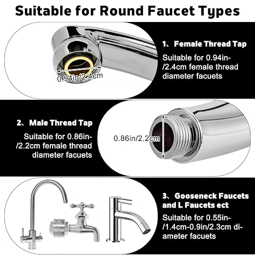 23 Pcs Sink Water Filter Faucet Set, Universal 360 ° Rotating Kitchen Faucet Water Purifier, Bathroom Faucet Filter Removes Chlorine Fluoride Hard Water for Home Kitchen w/20 Cartridge