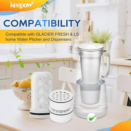 KEEPOW Water Filter Replacement for Lifestraw Home Dispenser | 18 C/Glass 7 C/Plasti 10 C/Plastic Pitcher 7 C, 6 Activated Carbon + Ion Exchange Filter & 1 Membrane Micro Filter