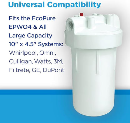 EcoPure EPW4P Pleated Whole Home Replacement Water Filter-Universal Fits Most Major Brand Systems