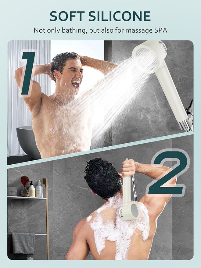 Ion Drops Filtered Shower Head with Handheld, High Pressure Shower Heads with 3 Spray, Showerhead with Filters Hand held for Hard Water, Remove Chlorine, Reduces Dry Itchy Skin (White)