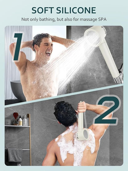 Ion Drops Filtered Shower Head with Handheld, High Pressure Shower Heads with 3 Spray, Showerhead with Filters Hand held for Hard Water, Remove Chlorine, Reduces Dry Itchy Skin (White)