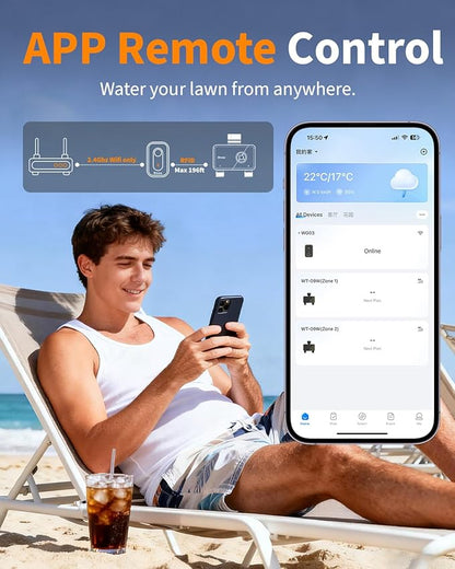 Diivoo 2 Zone WiFi Brass Sprinkler Timer, Smart Hose Water Timer with Remote APP Control, Compatible with Alexa & Google Home, 12 Irrigation Schedules, Rain Delay & Manual Mode for Garden, Lawn, Yard