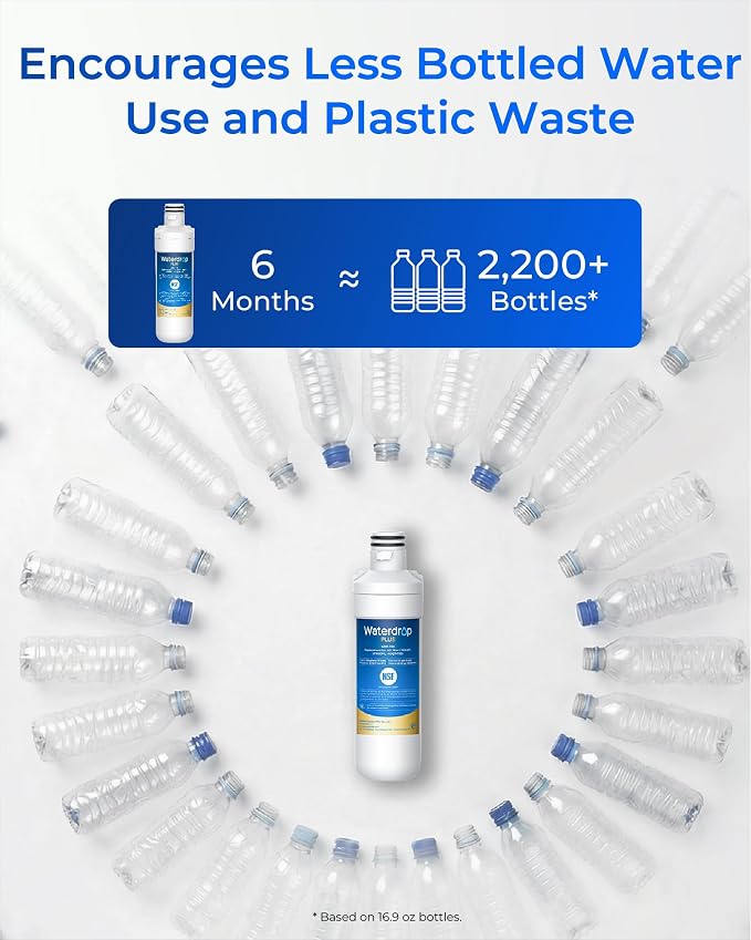 Waterdrop Plus LT1000PC Refrigerator Water Filter and Air Filter, 3 Combo | NSF 401, Reduce PFAS, Replacement for LG® ADQ747935, LT1000P®/PC/PCS, LRFWS2906V, LRMVS3006S, LMWS27626 and LT120F®
