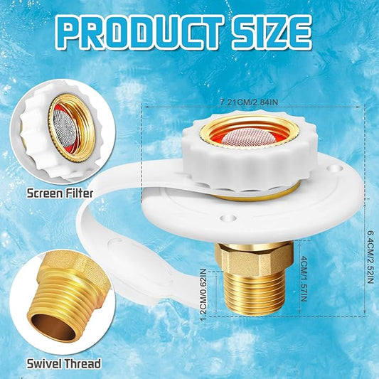 FANOVO RV City Water Inlet with Check Valve, RV Fresh Water Inlet 1/2" NPT Male RV Water Inlet,City Water Connection for RV Marine Camper Motorhome Trailer