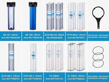Geekpure 20 Inch Carbon Block Water Filter Reduce Chlorine Taste Odors for Whole House Filtration- 4.5 Inch x 20 Inch -5 Micron-Pack 4