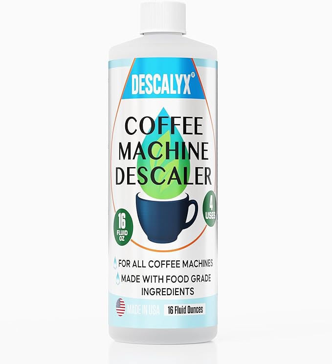 Coffee Maker Descaler - Universal Cleaning Solution for Keurig, Nespresso, Breville, Cuisinart - Removes Limescale & Mineral Buildup - 4 Uses, 16oz - Natural Formula Made in USA