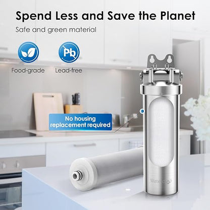 Waterdrop BS08 Under Sink Water Filtration System with Dedicated Faucet | Reduces Chlorine, Heavy Metals, Bad Taste & Odor, Stainless Steel Water Filter System, NSF/ANSI 42 Certified, 1 Year