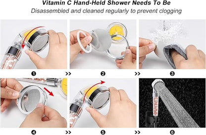 HarJue Filter Shower Head, High Pressure 8 Inch Rainfull with Filter Combo for Hard Water, Remove Chlorine Fluoride and Harmful Substances- 1 Replaceable Filter Cartridge (Round, Chrome)