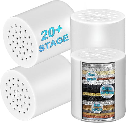 4-Pack 20 Stage Shower Filter Replacement Cartridge - Shower Head Filter Replacement Cartridge for Hard Water, Chlorine, Heavy Metals, High Output Shower Water Softener