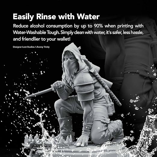 phrozen 3D Printer Water-Washable Rapid Resin [Tough Gray], 405nm LCD UV-Curing Photopolymer Resin, Strong Impact Resistance, High Flexibility, Low Odor, Non-Brittle, Easy to Clean and Cure (1KG)