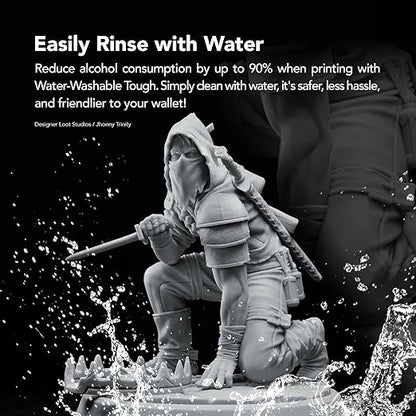 phrozen 3D Printer Water-Washable Rapid Resin [Tough Gray], 405nm LCD UV-Curing Photopolymer Resin, Strong Impact Resistance, High Flexibility, Low Odor, Non-Brittle, Easy to Clean and Cure (1KG)