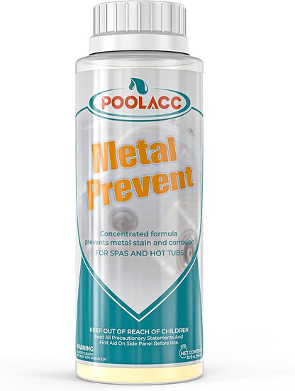 POOLACC Metal Remover for Hot Tub & Spa, Metal & Stain Control, Prevents Metal Stains Formation and Corrosion, Compatible with Any Spa, Fast-Acting & Easy to Use, 32oz