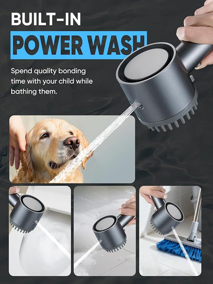 Cobbe Ion Drops Filtered Shower Head with Handheld, High Pressure 5 Spray Mode Showerhead with Filters, Built-in Power Wash for Hard Water - Remove Chlorine - Reduces Dry Itchy Skin, Gray