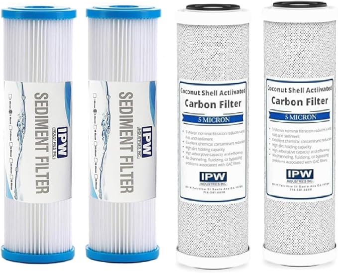 IPW Industries Inc., HydroLogic Stealth RO150/RO300 (22110 & 22125) Pleated Sediment and Green Carbon Filters for Reverse Osmosis Water Filter Systems