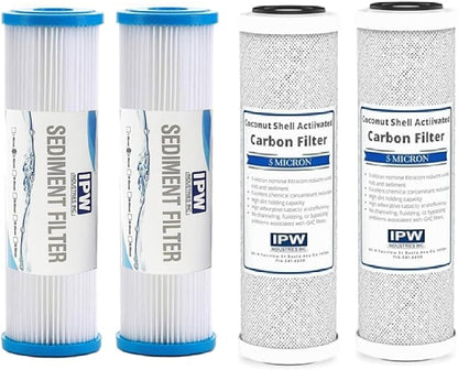 IPW Industries Inc., HydroLogic Stealth RO150/RO300 (22110 & 22125) Pleated Sediment and Green Carbon Filters for Reverse Osmosis Water Filter Systems