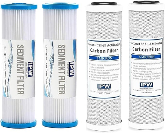 IPW Industries Inc., HydroLogic Stealth RO150/RO300 (22110 & 22125) Pleated Sediment and Green Carbon Filters for Reverse Osmosis Water Filter Systems