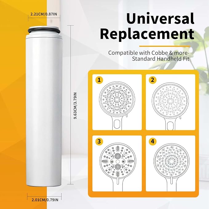 10-Pack Filter Cartridges Compatible with Cobbe Handheld Showerheads | White cartridge-only set for routine showerhead filter replacement and maintenance; shower head not included