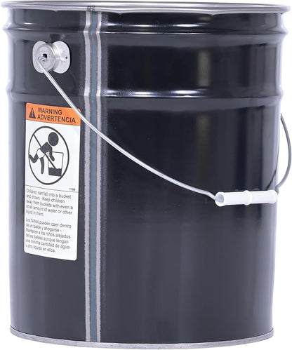 Vestil PAIL-STL-RI Steel Open Head Pail with Handle, 5 gallon Capacity, Black, Pack of 1