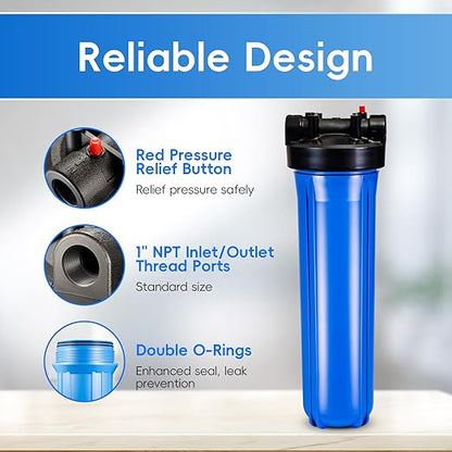 iSpring WGB12B 1-Stage Whole House Water Filtration System w/ 20” x 4.5” Carbon Block Filter - Reduces up to 99% Chlorine