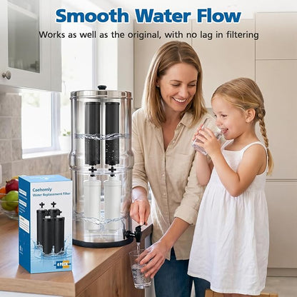 Water Filter Replacement Compatible with Ber-key ® BB9-2 Gravity System | High-Efficiency Coconut Shell Activated Carbon for 250+ Contaminants, 4 Pack Black Carbon Filters