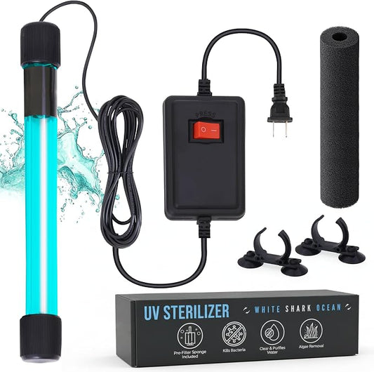 13W UV Water Sterilizer with 9.84 ft Cable for up to 300 Gallon Aquariums, Ponds & Pools - Professional UV Clarifier for Green Water Control in Koi Ponds, Fish Tanks, Spas & Cold Plunge