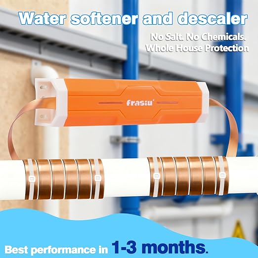 Electronic Water Descaler System, Salt-Free Whole House Water Softener Alternative, Prevents Limescale in Pipes & Appliances, Easy Install for Copper PVC PEX Pipes, IP65 Waterproof