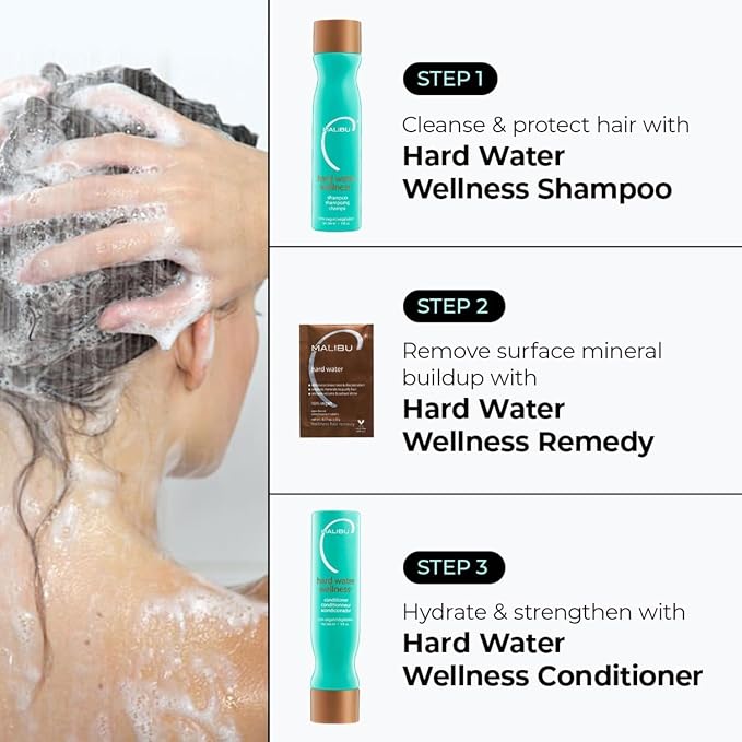 Malibu C Hard Water Hair Clarifying Shampoo - Travel Size Sulfate Free Chelating Formula for Build Up & Scalp Detox - Removes Minerals, Prevents Discoloration, Restores Shine - Vegan Hair Care, 3.4 oz