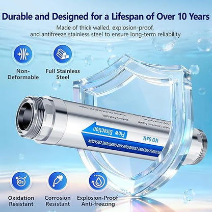 Scale Water Softener System,Salt-Free Water Descaler Whole House, ¾-Inch NPT Water Descaler System, Prevents Limescale in Tankless Water Heaters, Pipes, Dishwasher,Smart Toilets & Appliances