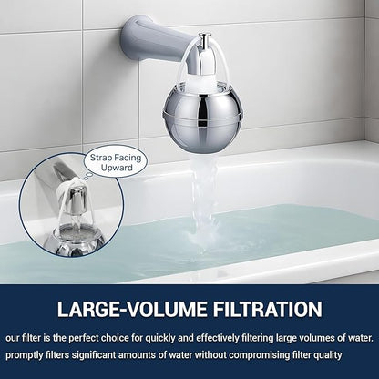 Bath Filter for Tub - Kinder Water Filter for Bathtub, Hard Water Softener to Remove Lead,Chlorine and Fluoride, Improve Skin, Hair and Nails Condition,Chrome