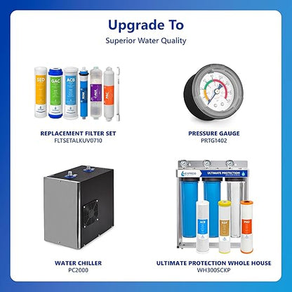 Express Water Reverse Osmosis Alkaline Ultraviolet Water Filtration System – 100 GPD (Deluxe Chrome Faucet) 15"L x 5"W x 17"H