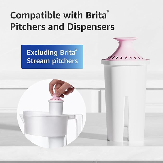 Overbest Magnesium Pitcher Water Filter, Replacement for Brita® Pitchers and Dispensers, Brita® Classic 35557, OB03, Mavea® 107007, and Amazon Basics® 10-Cup Pitcher, Includes 3 Filters