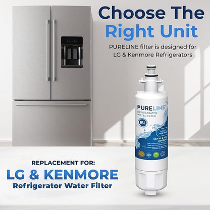 Pureline 9690, LT700P Replacement for LG LT700P, Kenmore Elite 9690, Kenmoreclear 46-9690, ADQ36006101, HDX FML-3, Refrigerator Water Filter - With 3 LT120F Air Filters