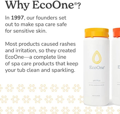 pH Plus by EcoOne | Natural Water pH Increaser for Hot Tub Application | Chlorine-Free, Phosphate-Free Hot Tub pH Increaser | Increases Alkalinity & Neutralizes pH to Prevent Scale & Buildup, 2 Lbs